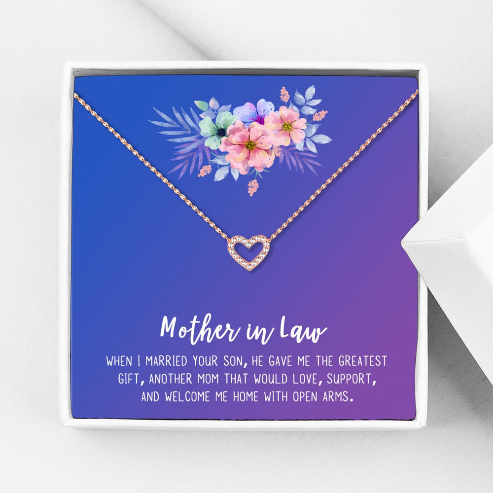 Mother in Law Gift, Mother of the Groom Gift, Jewelry and Card Gift for Mother in Law, Mother's Day Gift, Necklace and Card Gift [Gold Infinity Ring,Blue-Purple Gradient]