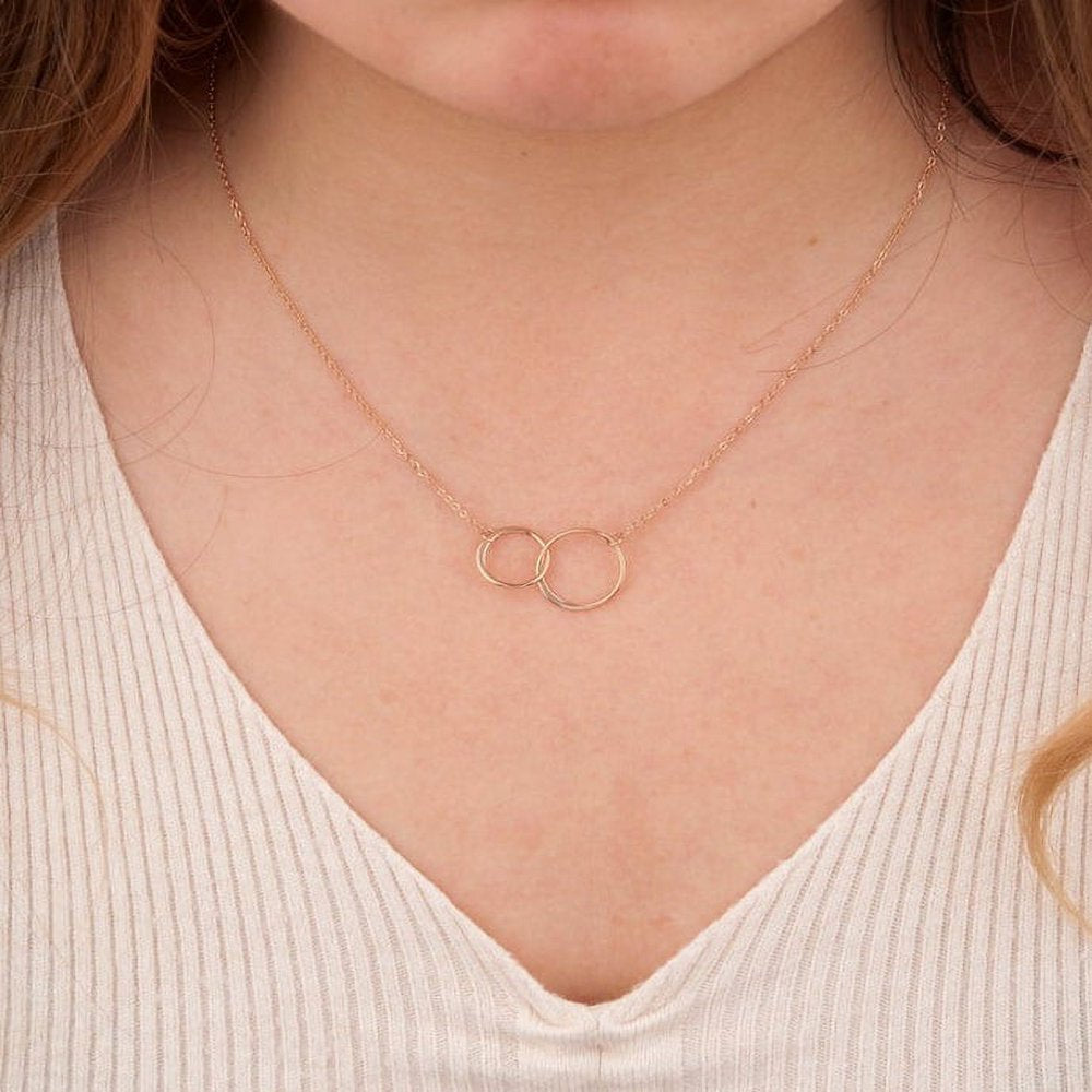 Matching Infinity Card Necklace, Matching Mother's Day Gift for Her, Mom and Daughter Jewelry, Mom and Daughter Infinity Ring Necklaces [Gold Infinity Ring, No-Personalized Card]