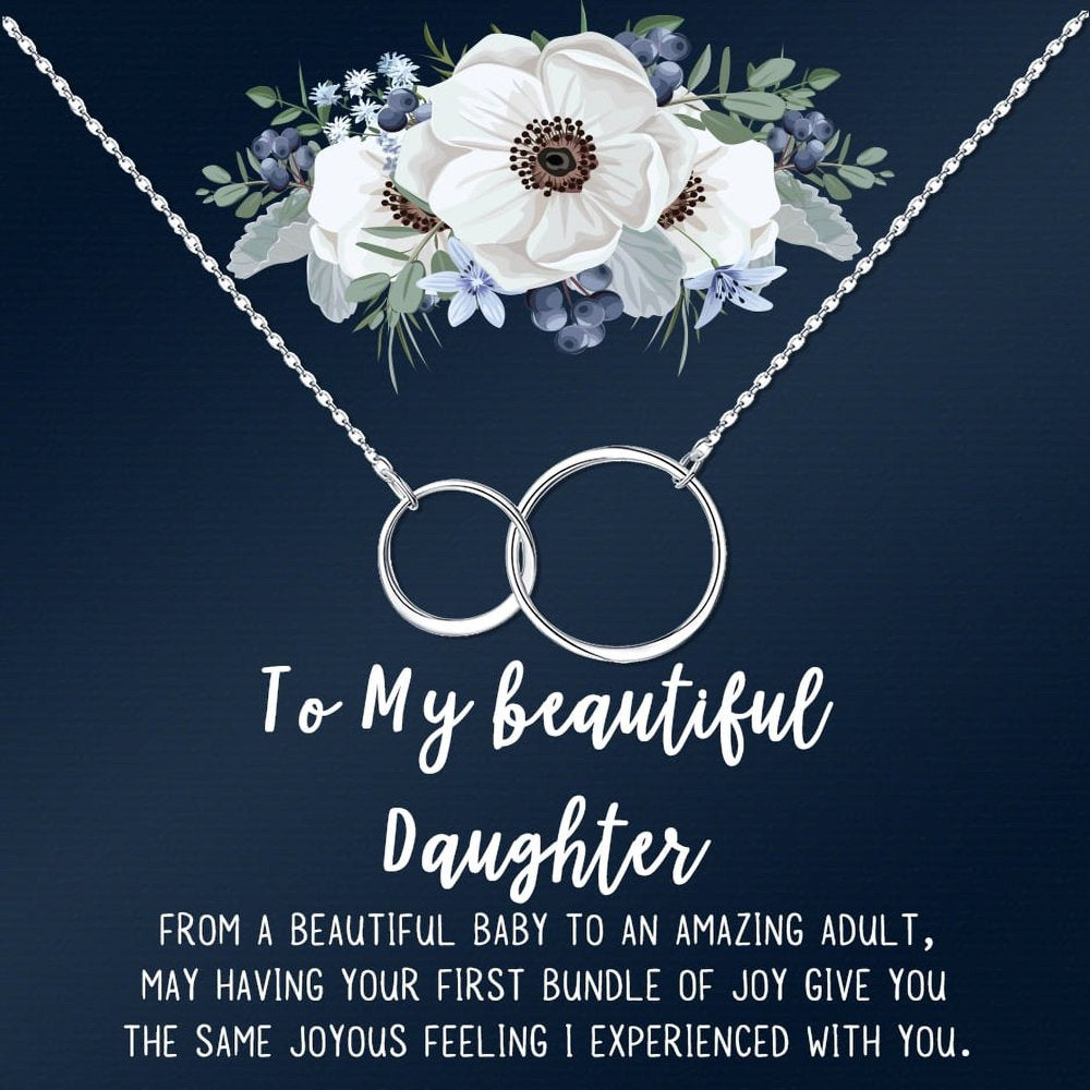 Personalized Daughter Mother's Day Jewelry, New Mom Mother's Day Gift, Custom Card for Daughter Mother's Day Gift, New Mom Mother's Day Gift [Rose Gold Infinity Ring, Personalized Card]