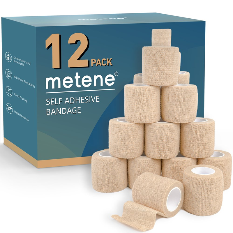 12 Pack Adhesive Bandages, Athletic Tape 2 inches x 5 Yards Each