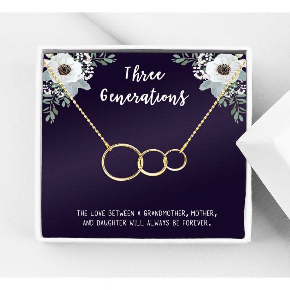 Three Generation Gift for Grandma, Mother, Daughter, Gift for Mom, Gift for Her, Gift for Mother's Day with Gift Box and Ship Next Day! [Gold Triple Infinity Cube , No-Personalized Card]