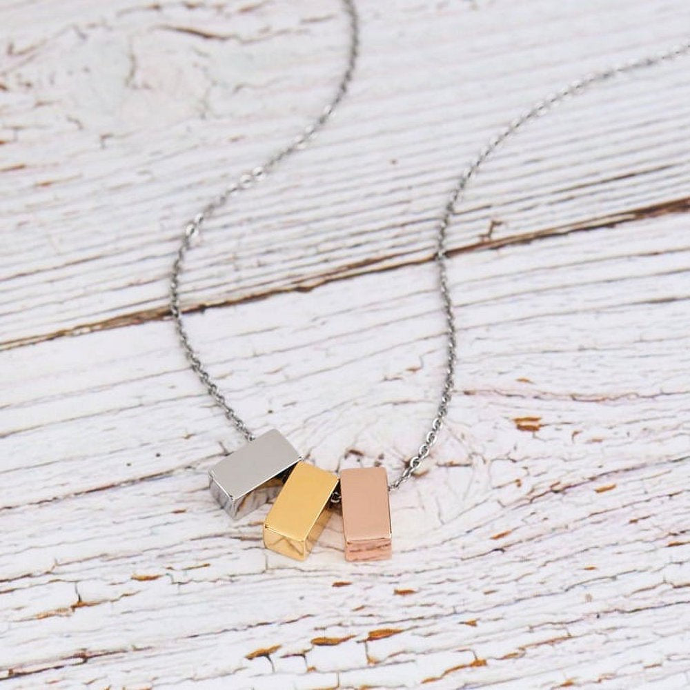 To My Bonus Mom Mother's Day Necklace, Bonus Mom Cube Necklace, Mother's Day Gift for Step Mom, Necklace and Card Gift for Step Mom [Multi-Color Cube, No-Personalized Card]