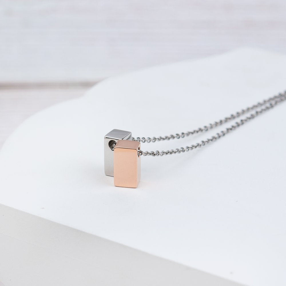Mother in Law Gift, Mother of the Groom Gift, Jewelry and Card Gift for Mother in Law, Mother's Day Gift, Necklace and Card Gift [Silver and Rose Gold Cube,Blue-Green Gradient]