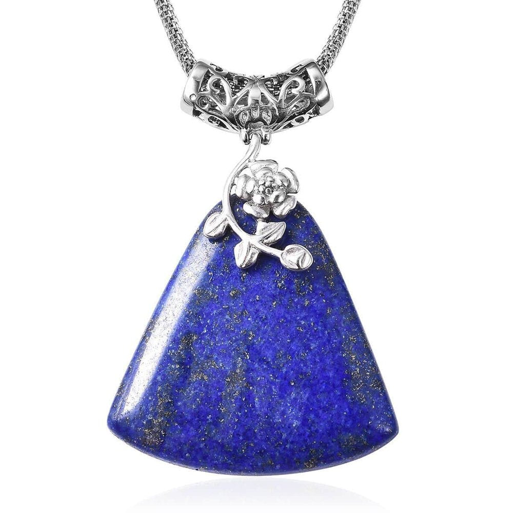 Women Lapis Lazuli Marcasite Peacock Chain Blue Necklace Pendant Jewelry 20"