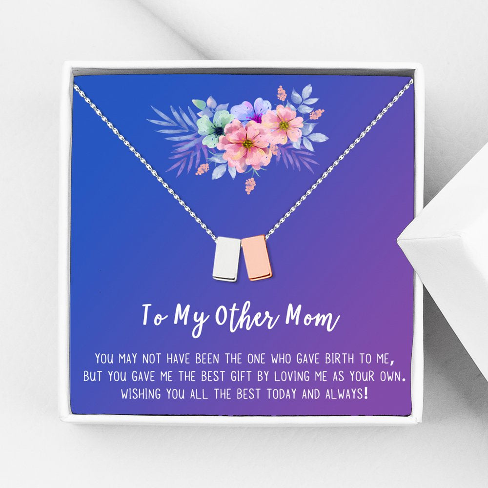 To My Other Mother Card and Necklace Gift, Mother's Day Gift for Step Mom, Jewelry and Card, Gift for Mom, Pendant Necklace with Card, Gift Set for Mom [Rose Gold Heart, 18" Chain]