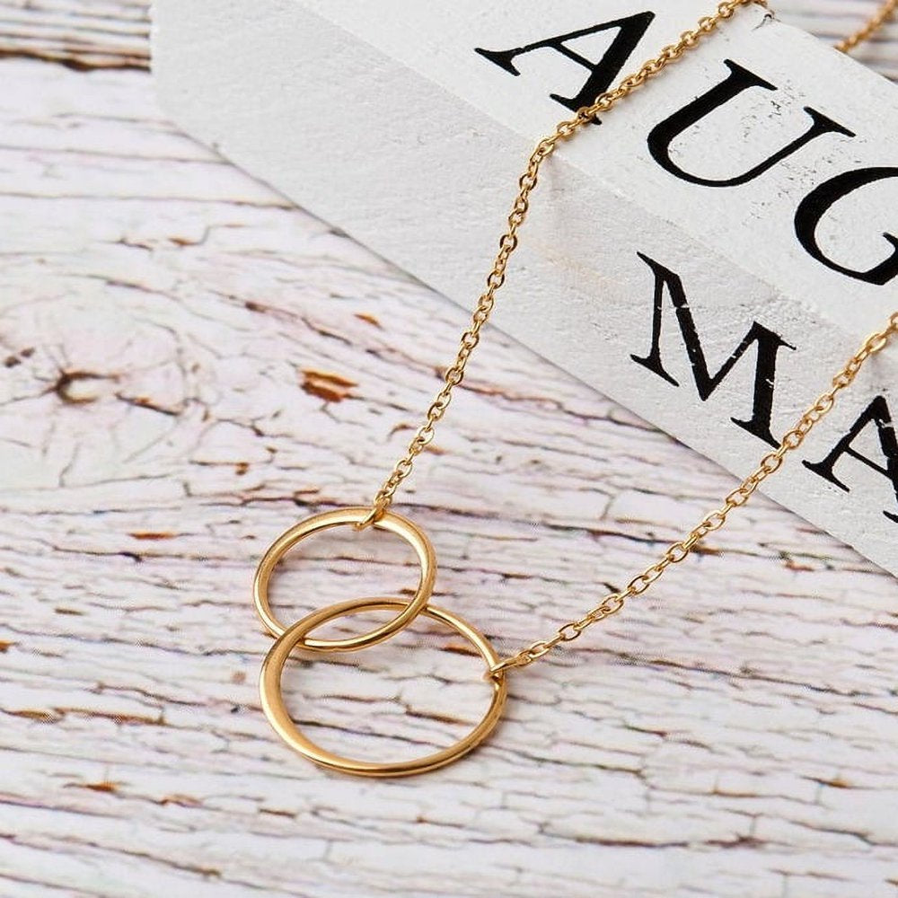 Matching Infinity Card Necklace, Matching Mother's Day Gift for Her, Mom and Daughter Jewelry, Mom and Daughter Infinity Ring Necklaces [Gold Infinity Ring, No-Personalized Card]