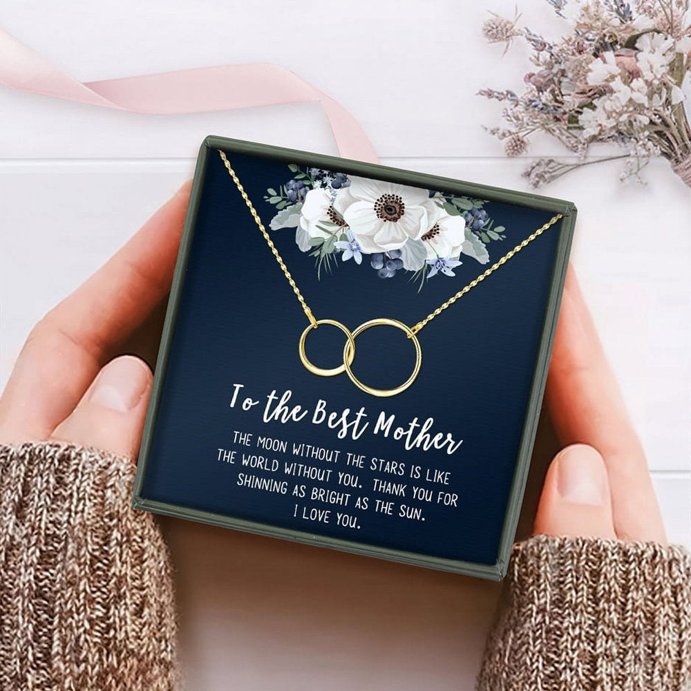 To The Best Mother Mother's Day Gift, Gift for Her, Gift for Her, Mother's Day Jewelry with Card, Card and Necklace Set for Mother's Day, Gift for Mom [Rose Gold Cube, No-Personalized Card]