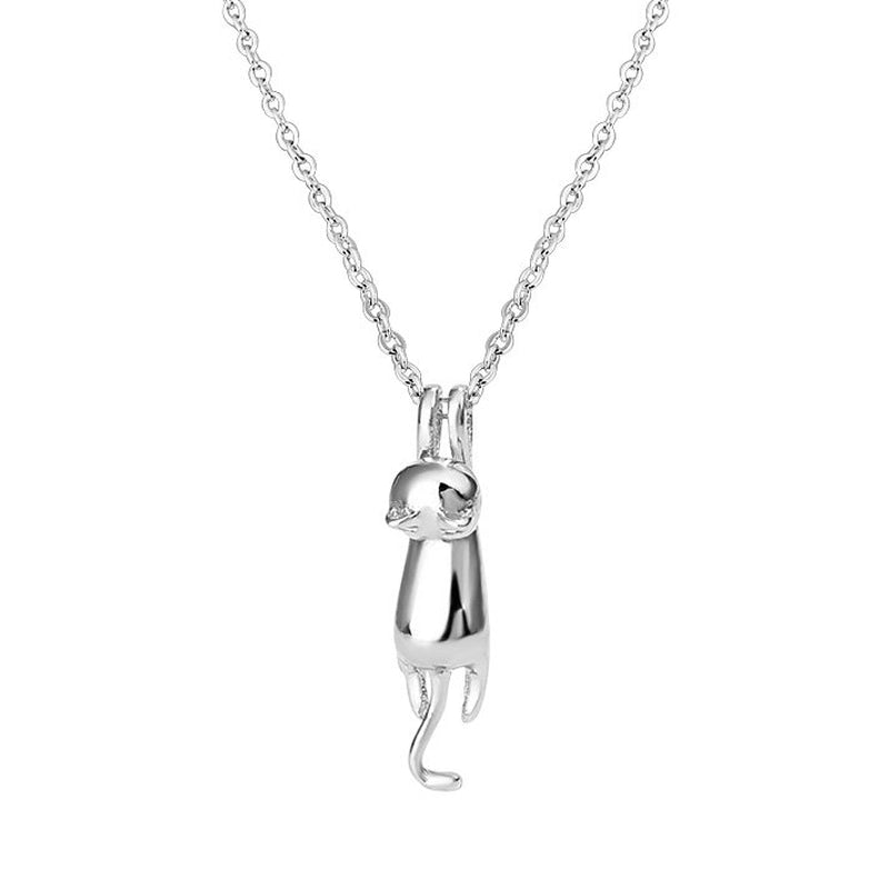 Hanging Cat Necklace Mom Greeting Card Sterling Silver Gift for Women