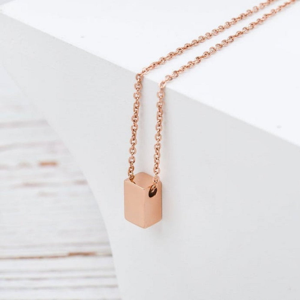 Mom Gifts, Cube Necklace for Mother & Daughter, Necklaces for Women, Best Birthday Gift Ideas, Pendant Mother's Jewelry For Her, Mothers Day [Gold Cube, No-Personalized Card]