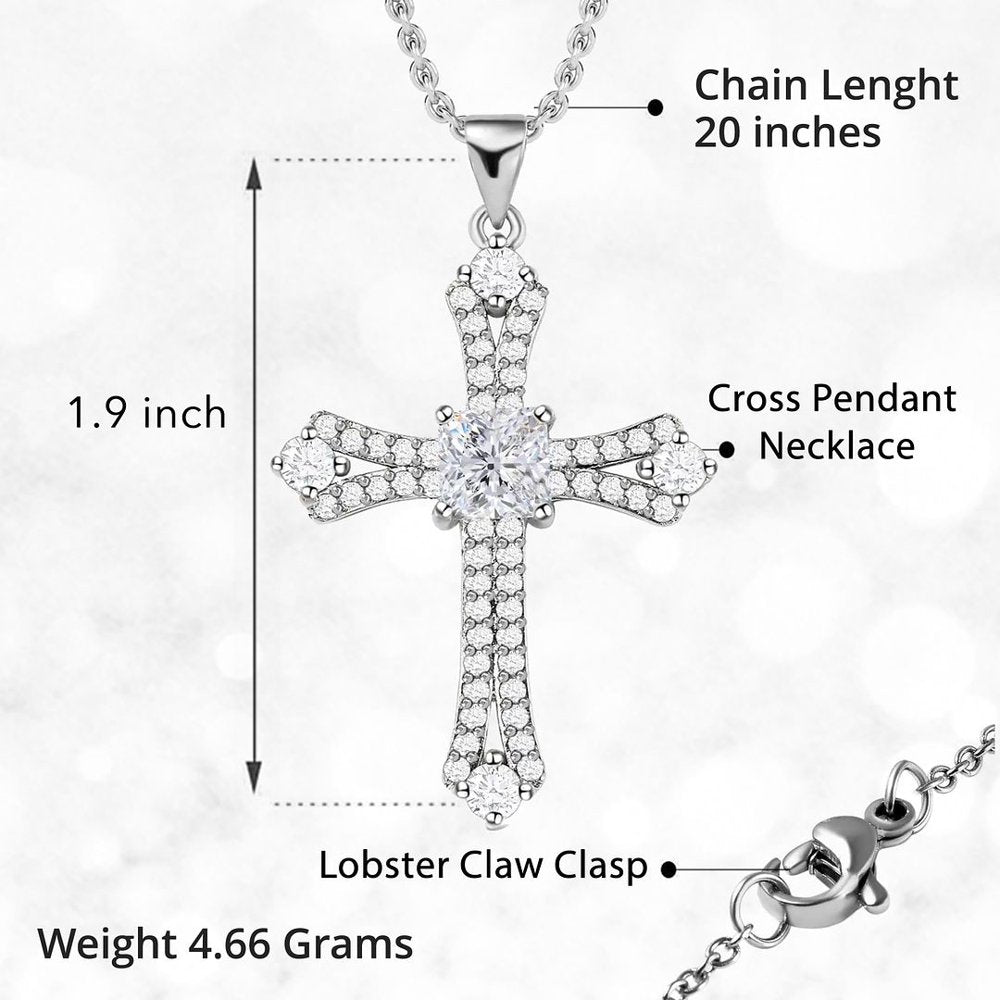 Women's White Cubic Zirconia Pendant Necklace on 20" Chain