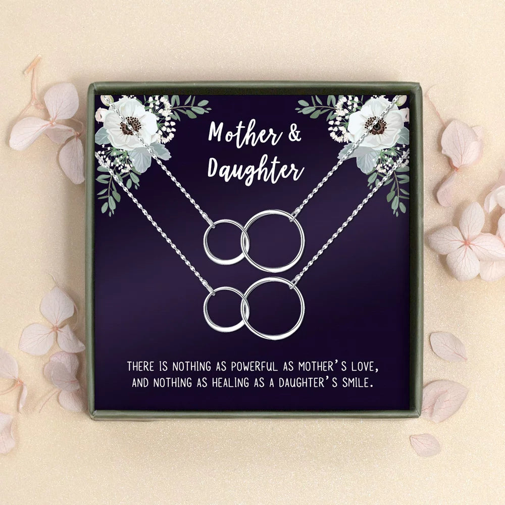 Matching Cube Card Necklace, Matching Mother's Day Gift for Her, Mom and Daughter Jewelry, Mom and Daughter Cube Necklaces [Rose Gold Cube, No-Personalized Card]