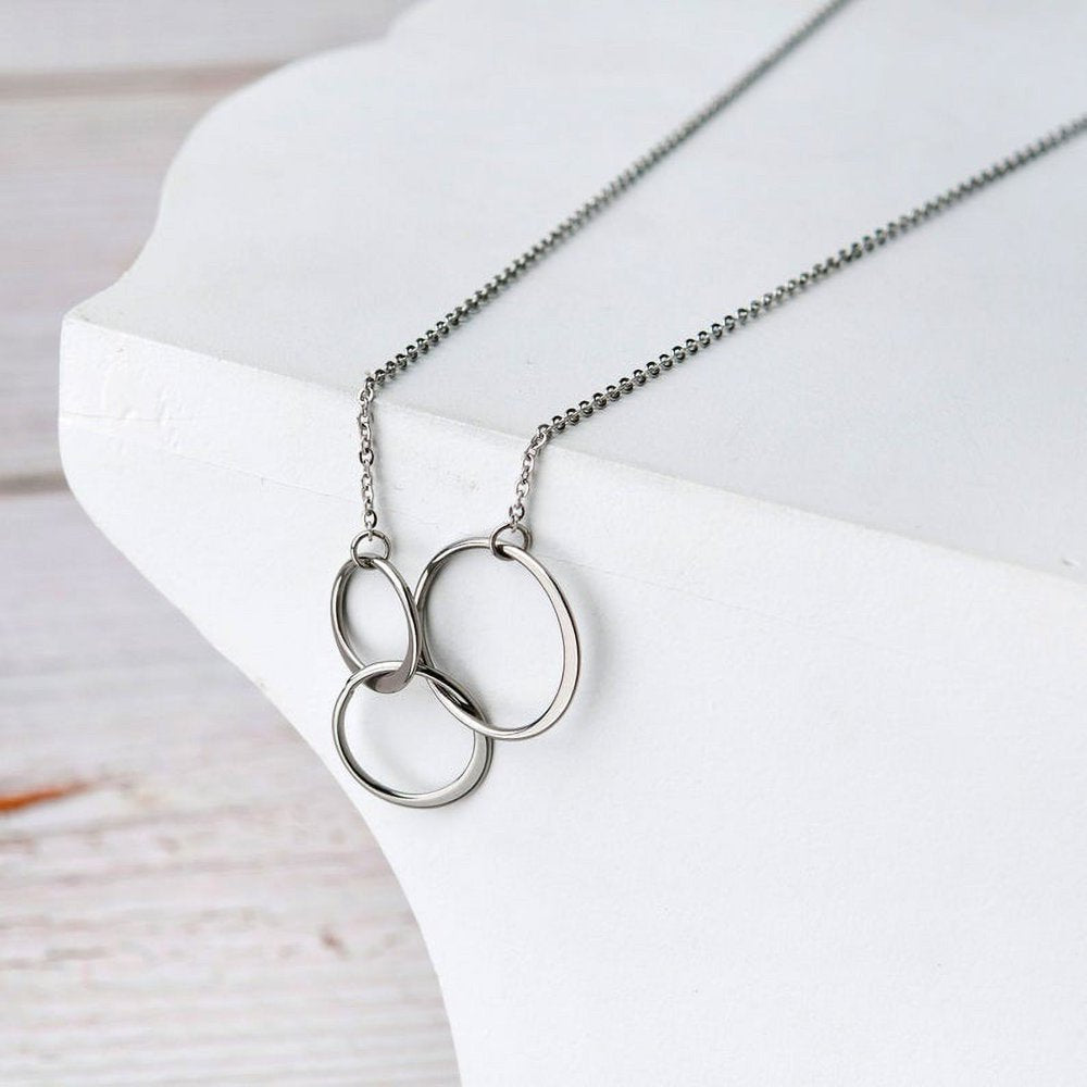 Three Generation Gift for Grandma, Mother, Daughter, Gift for Mom, Gift for Her, Gift for Mother's Day with Gift Box and Ship Next Day! [Silver Triple Infinity Cube , No-Personalized Card]