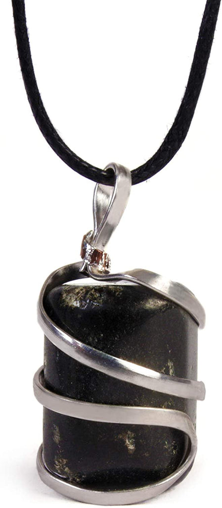 Raw Black Tourmaline Crystal Healing Pendant Necklace - Premium Carrying Pouch - Best Gifts for Moms