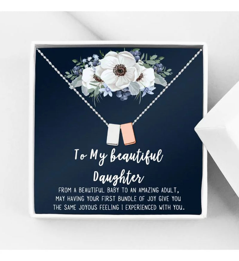 Mother Daughter Necklace Jewelry with Gift Box Card - Gifts for Mom, Daughter, Birthday, Mothers Day - Two Infinity Necklace for Women [Silver Infiniry Ring, No-Personalized Card]
