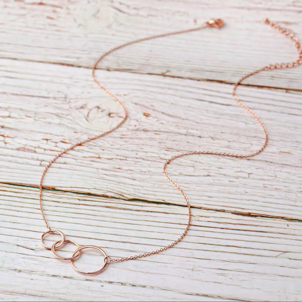 Custom Card and Necklace, Personalized Card and Necklace Gift for Grandmother, Mom, and Daughter, Custom Necklace and Card Jewelry, Gift for Her [Rose Gold Triple Infinity, Personalized Card]