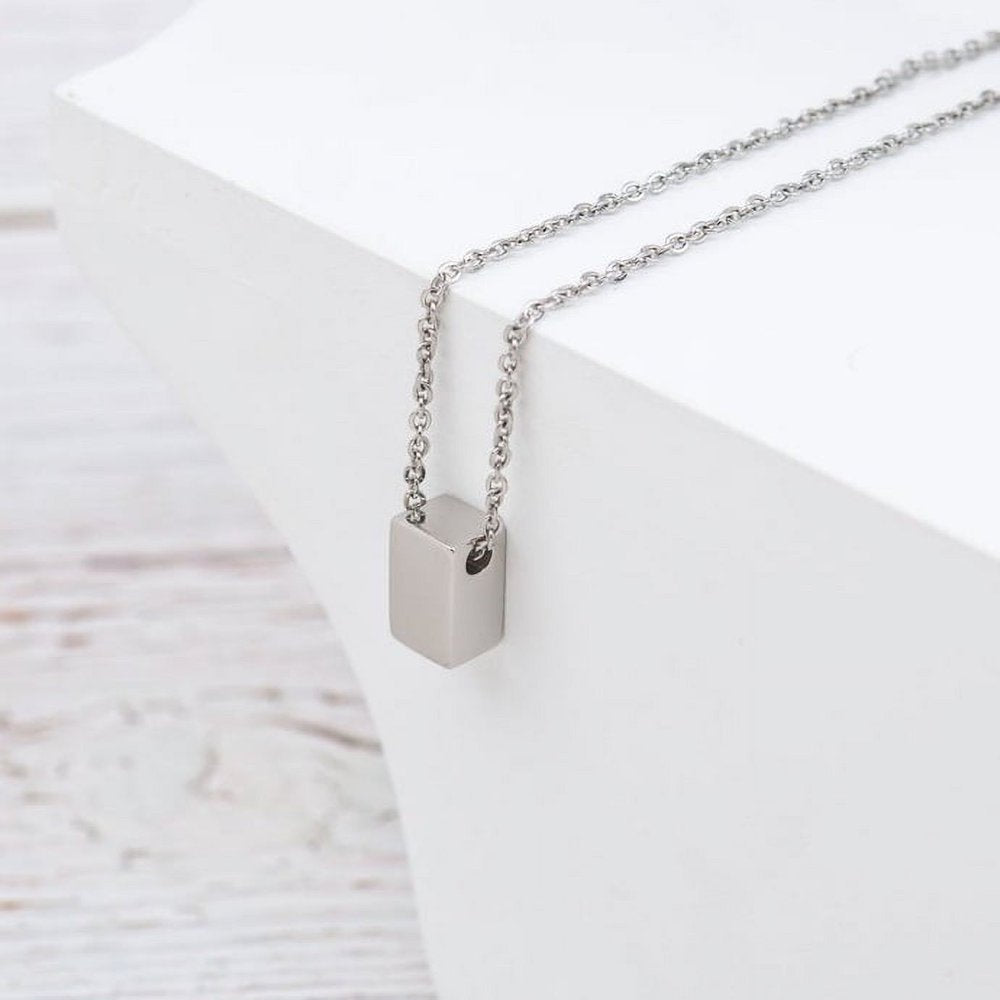 Mom Gifts, Cube Necklace for Mother & Daughter, Necklaces for Women, Best Birthday Gift Ideas, Pendant Mother's Jewelry For Her, Mothers Day [Rose Gold Cube, No-Personalized Card]