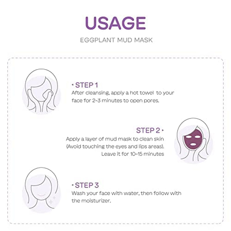 Combo Pack of 12 - Eggplant Clay Facial Mask, Purifying Full Face Facial Eggplant Mud Repairing Skin Care Mask - for All Skin Types Men Women
