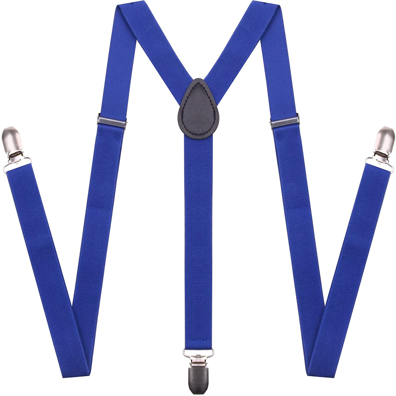 Adjustable Suspenders for Men and Women - Elastic 1 Inch Wide Metal Clip Suspenders