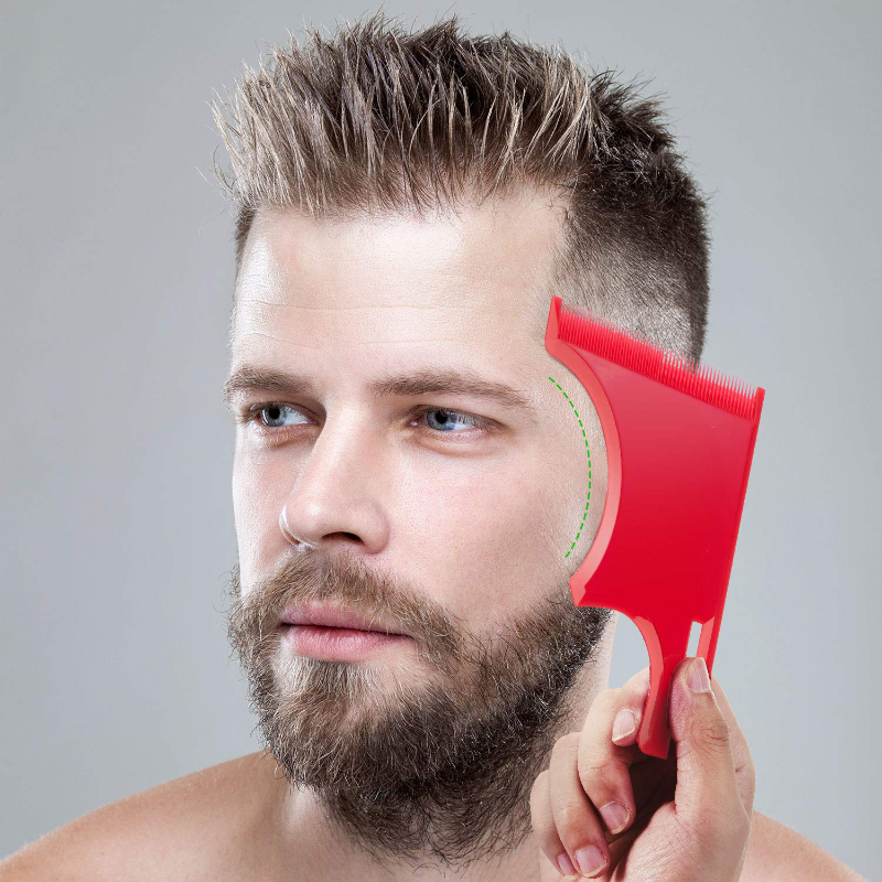 2 Piece Beard Guide Shaping Template Lineup Tool With Built-In Comb