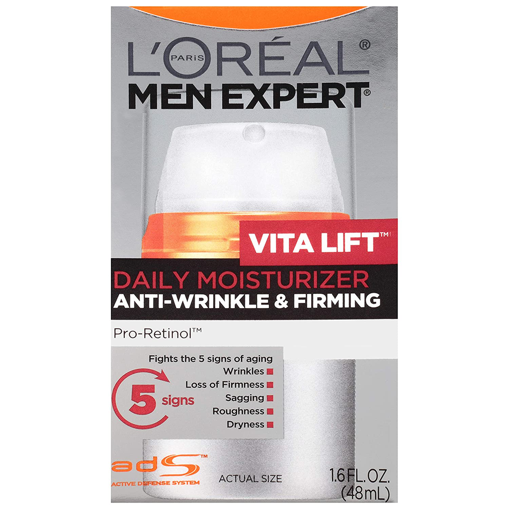 L'Oreal Men Expert Vitalift Anti-Wrinkle & Firming Face Moisturizer with Pro-Retinol, Face Moisturizer for Men, Beard and Skincare for Men, 1.6 Oz