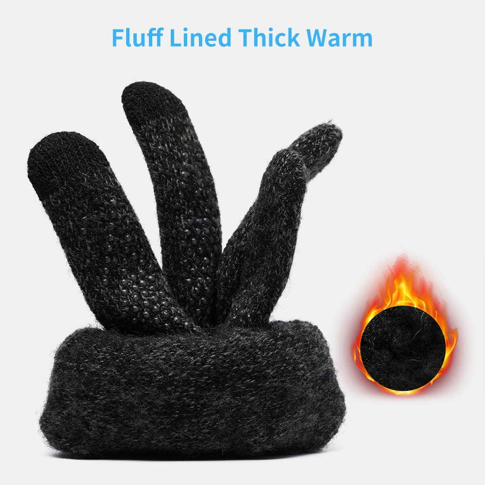 Winter Gloves for Men Women Touchscreen Gloves Anti-Slip Warm Gloves Soft Lining Knit Gloves for Phone Running