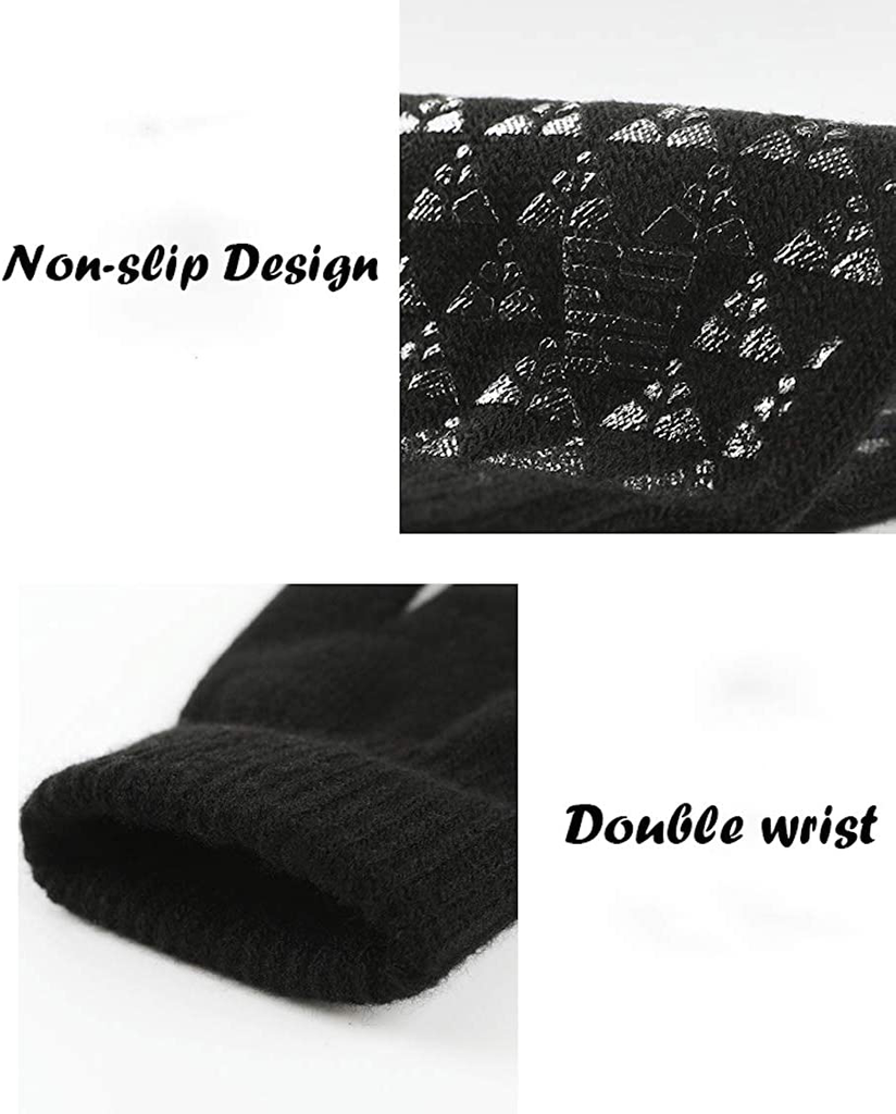 DZRZVD Winter Warm Touchscreen Gloves for Women Men Knit Wool Lined Texting