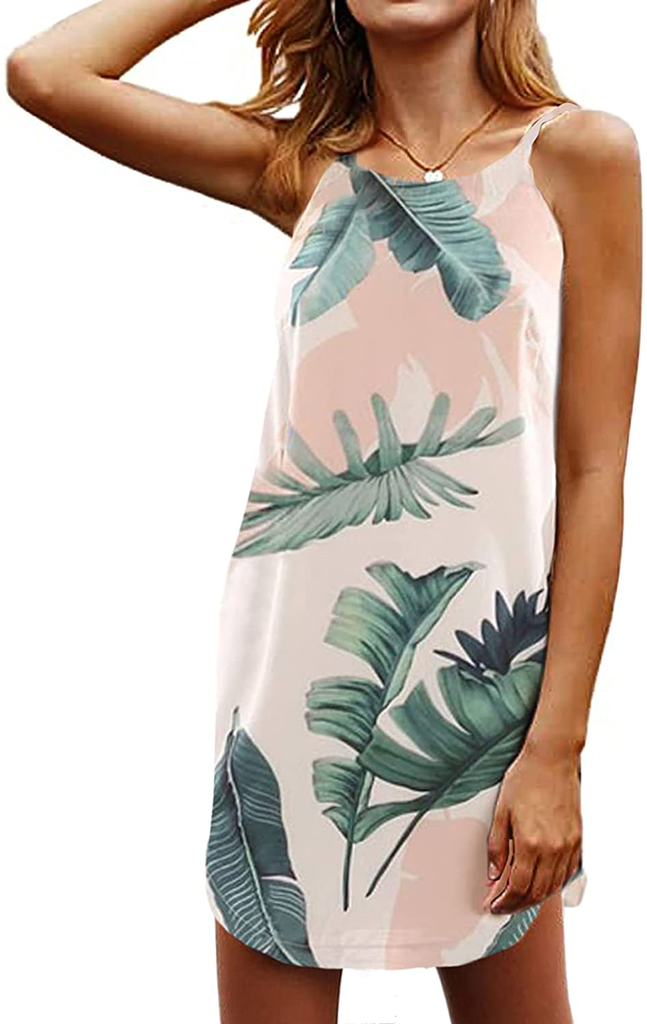 Happy Sailed Women Summer Halter Neck Dress Floral Print Bohemian Beach Dresses S-XL