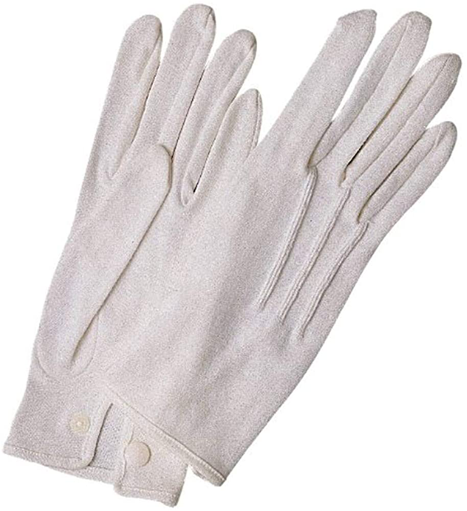 White Stitched Cotton Gloves - Large