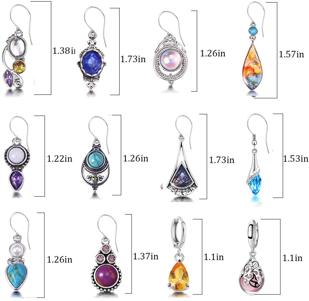 12 Pairs Drop Dangle Earrings for Women Boho Jewelry Waterdrop Earrings Set for Girls