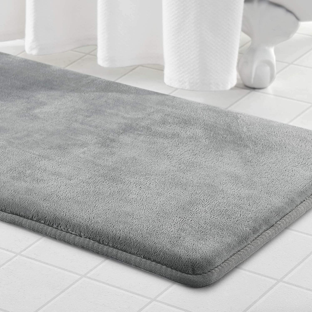 Genteele Memory Foam Bath Mat Non Slip Absorbent Super Cozy Velvet Bathroom Rug Carpet (17 inches X 24 inches, Navy)
