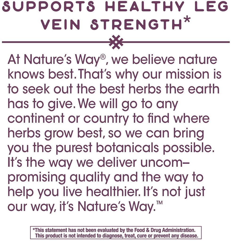 Nature's Way Leg Veins Support Blend; with Tru-OPCSTM; 60 Vegetarian Capsules (Packaging May Vary)