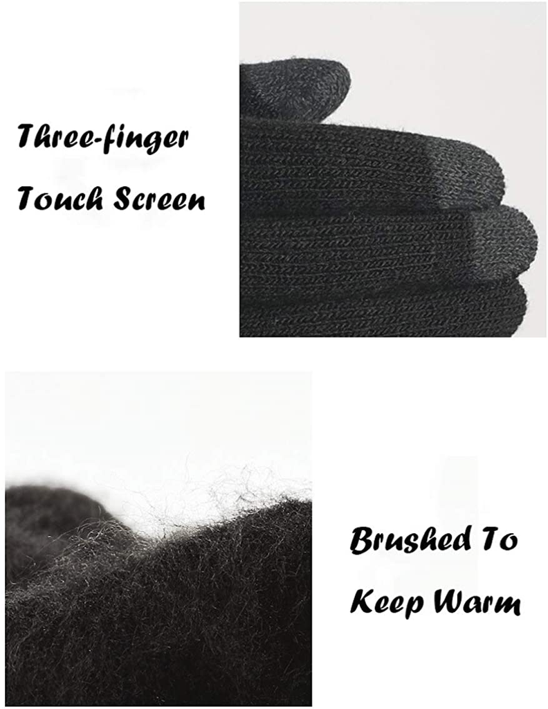 DZRZVD Winter Warm Touchscreen Gloves for Women Men Knit Wool Lined Texting