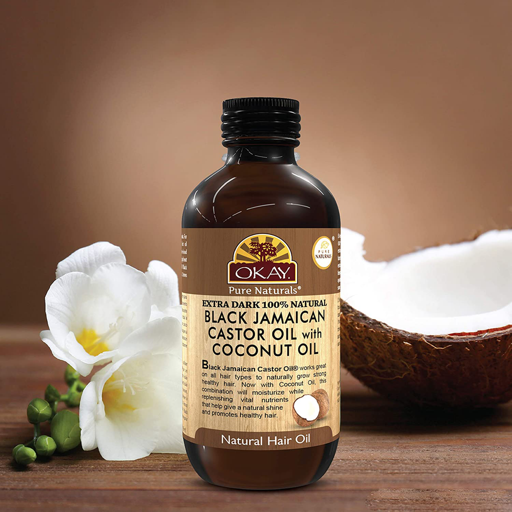 OKAY | Extra Dark 100% Natural Black Jamaican Castor Oil with Coconut Oil | for All Hair Textures & Skin Types | Grow Strong Healthy Hair - Moisturize & Revitalize Skin