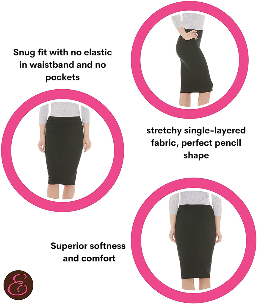 ESTEEZ Lightweight Cotton Spandex Knee Pencil Skirt