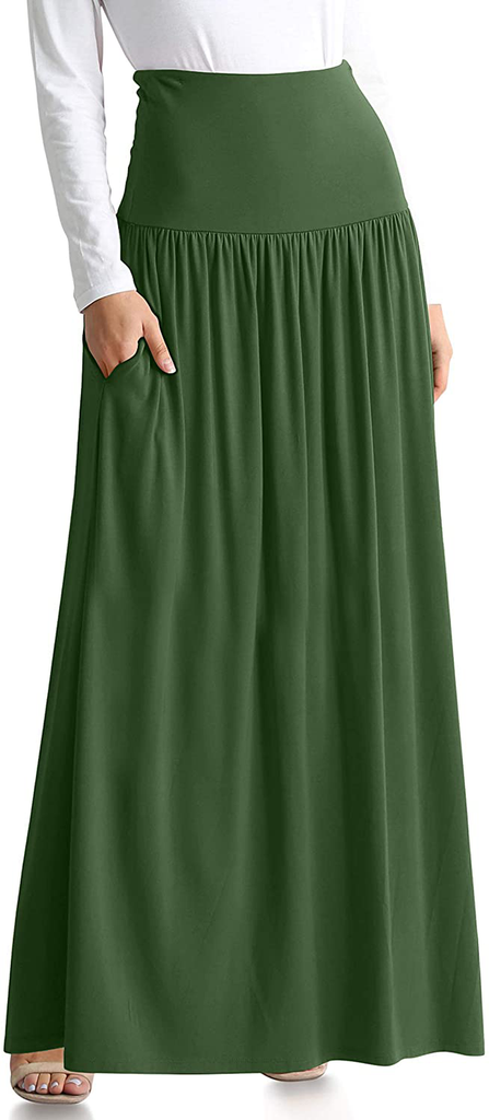 Reg and Plus Size Maxi Skirts for Women Long Length Skirts with Pockets Beach SwimCoverup,Night Out,Casual Office,Party