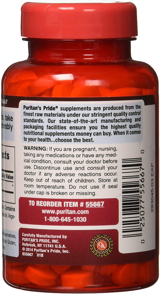 Puritans Pride Apple Cider Vinegar 600 Mg Tablets, 200 Count