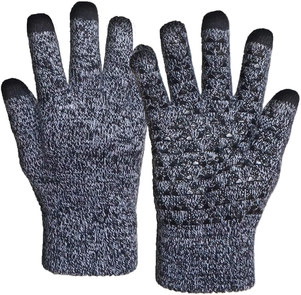 Winter Knit Gloves Touchscreen Warm Thermal Soft Lining Elastic Cuff Texting Anti-Slip 3 Size Choice for Women Men