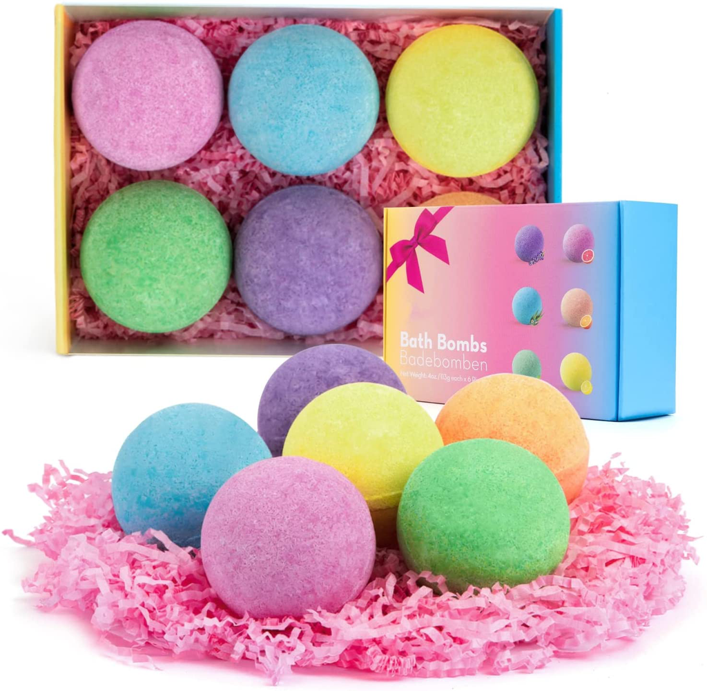 Bath Bombs Gifts Set,Bath Bomb for Women Kids Girls Men,Xxl Size Bubble Fizzies with Essential Oils,6 X 4 Oz,Skin Moisturizing Bubble Bath Fizzy Spa,Ideal Gifts for Christmas,Birthday,Valentine'S Day
