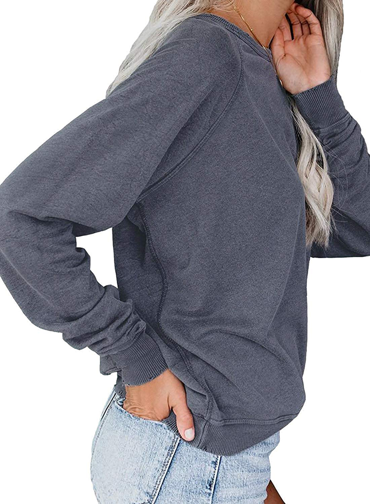 LAMISSCHE Womens Crewneck Long Sleeve Sweatshirt Casual Solid Pullover Lightweight Tops