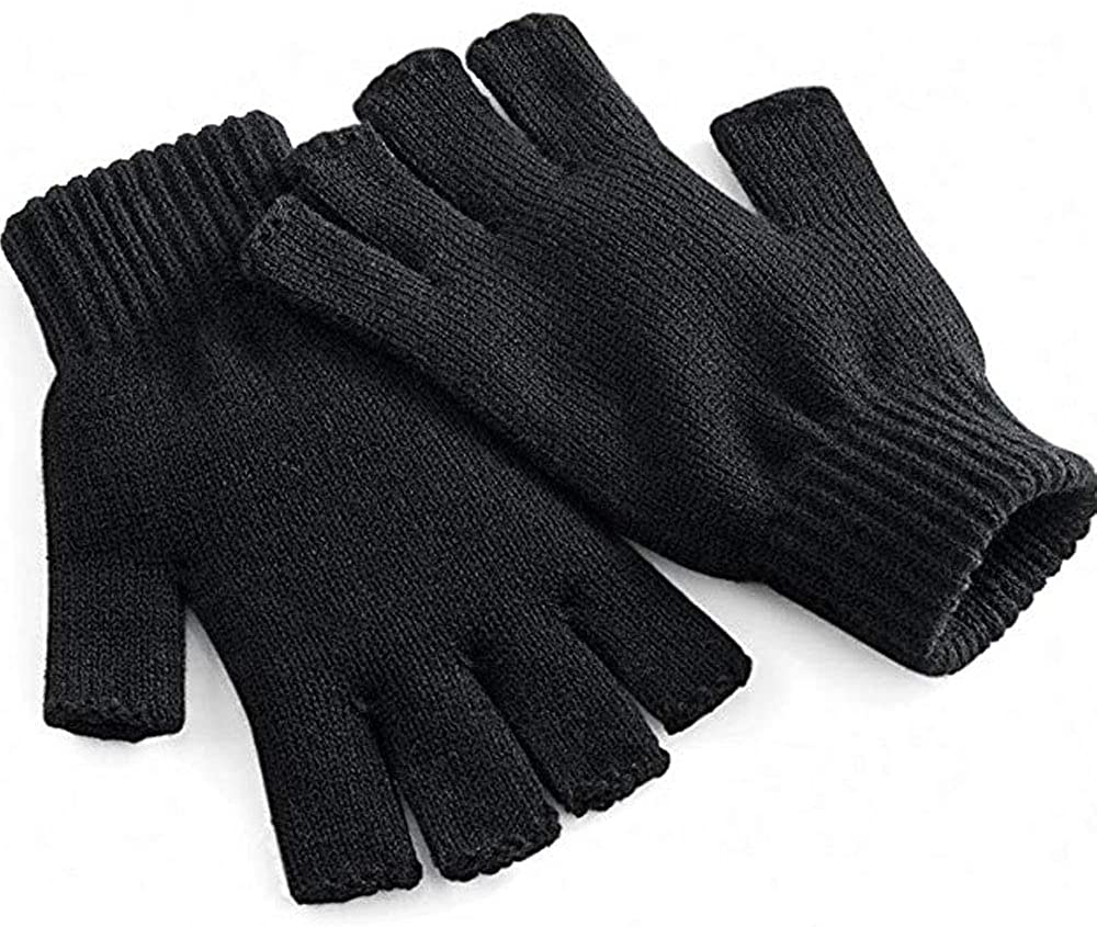 Unisex Warm Half Finger Knit Gloves Stretchy Women Men Winter Warmer Knitted Mittens Fingerless