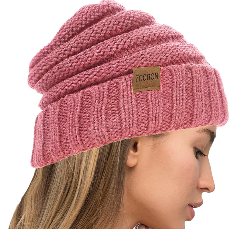 Slouchy Cable Knit Beanie Hat for Women
