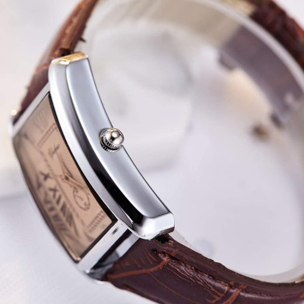 Set of Men's & Women's Square Wristwatch Leather Band