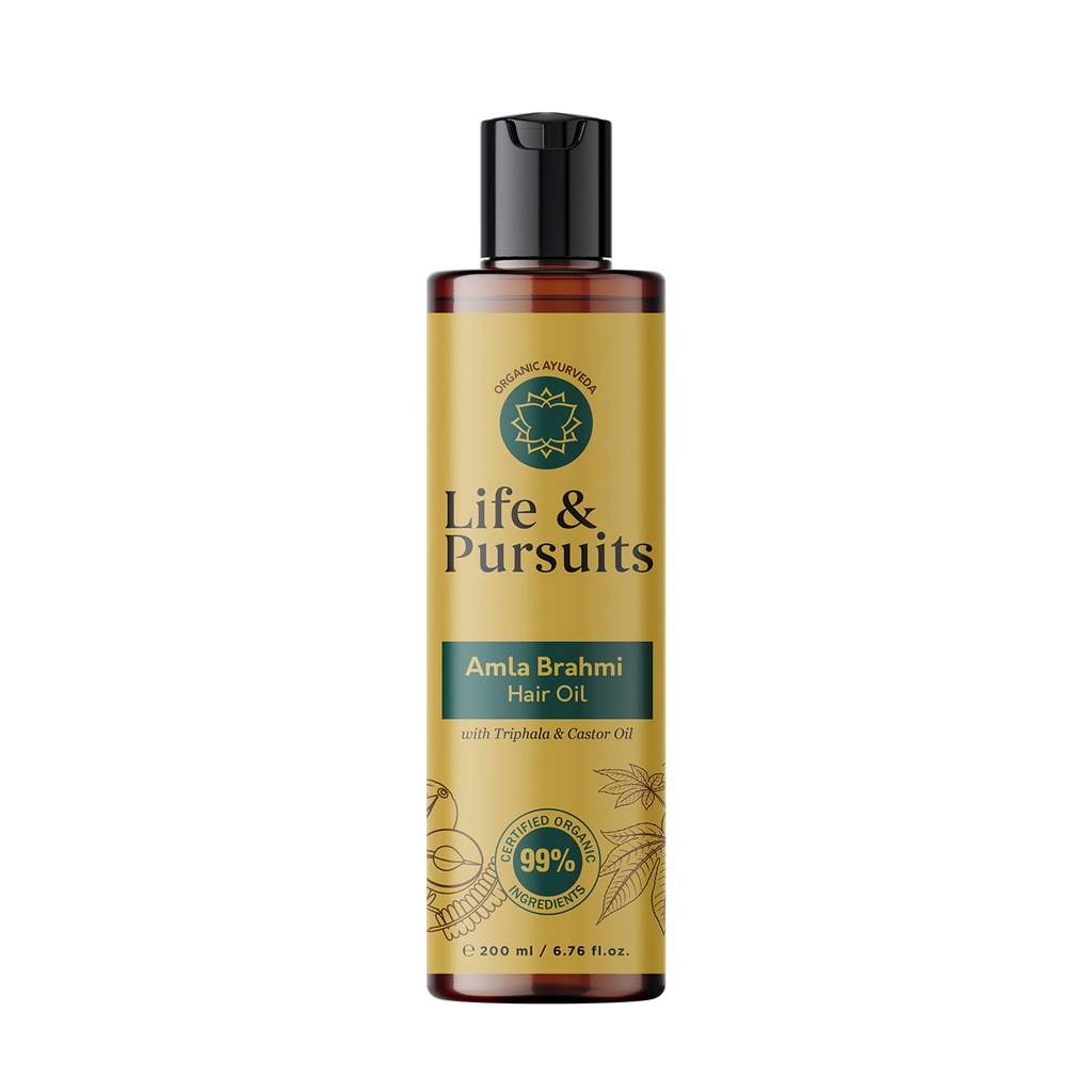 Life & Pursuits Amla Brahmi Hair Oil for Hair Growth - Organic & Natural Hair Oil with Coconut, Castor, and Sesame for Healthy & Shiny Hair