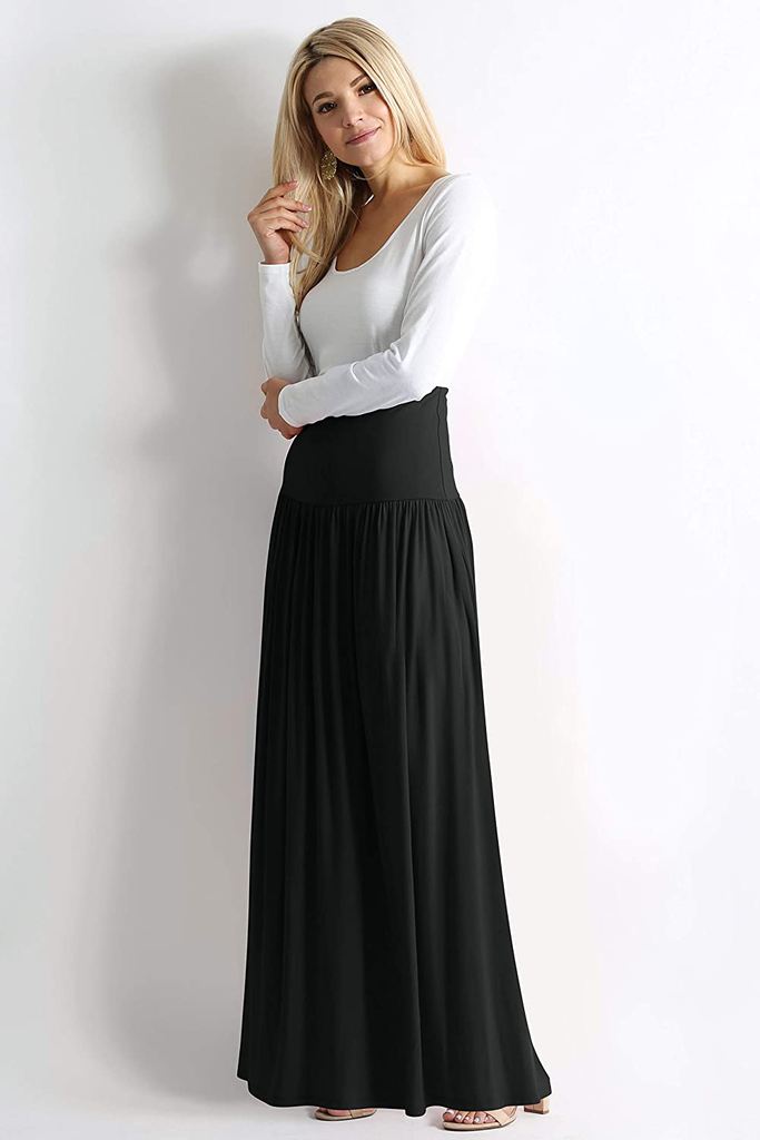 Reg and Plus Size Maxi Skirts for Women Long Length Skirts with Pockets Beach SwimCoverup,Night Out,Casual Office,Party