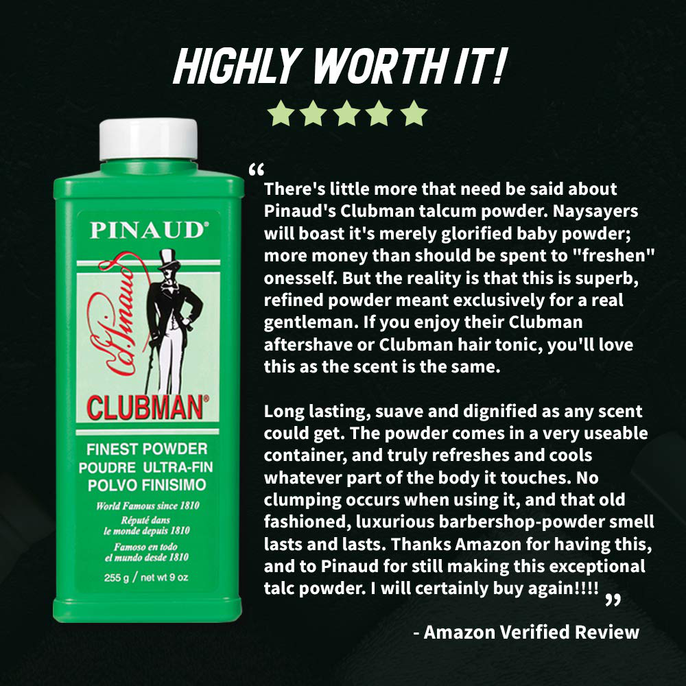 Clubman Pinaud Powder for after Haircut or Shaving, White, 9Oz