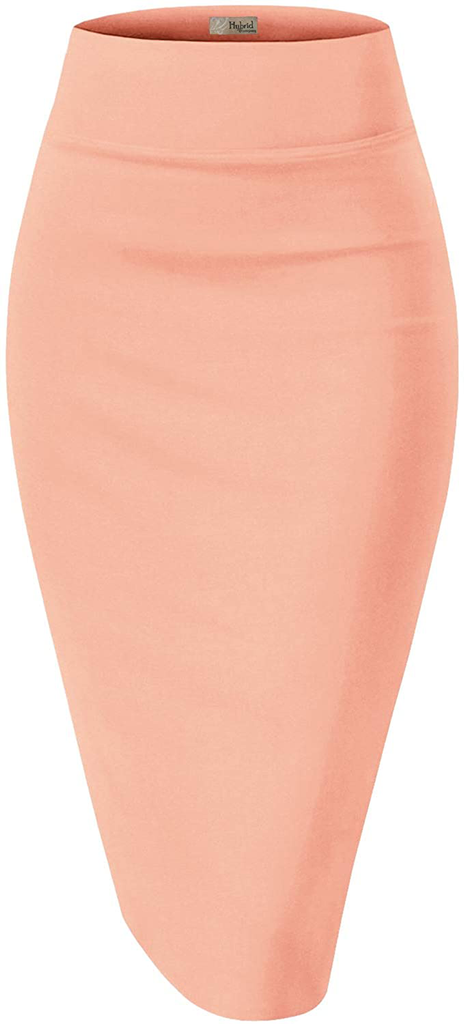 H&C Women Premium Nylon Ponte Stretch Office Pencil Skirt Made Below Knee Made in The USA