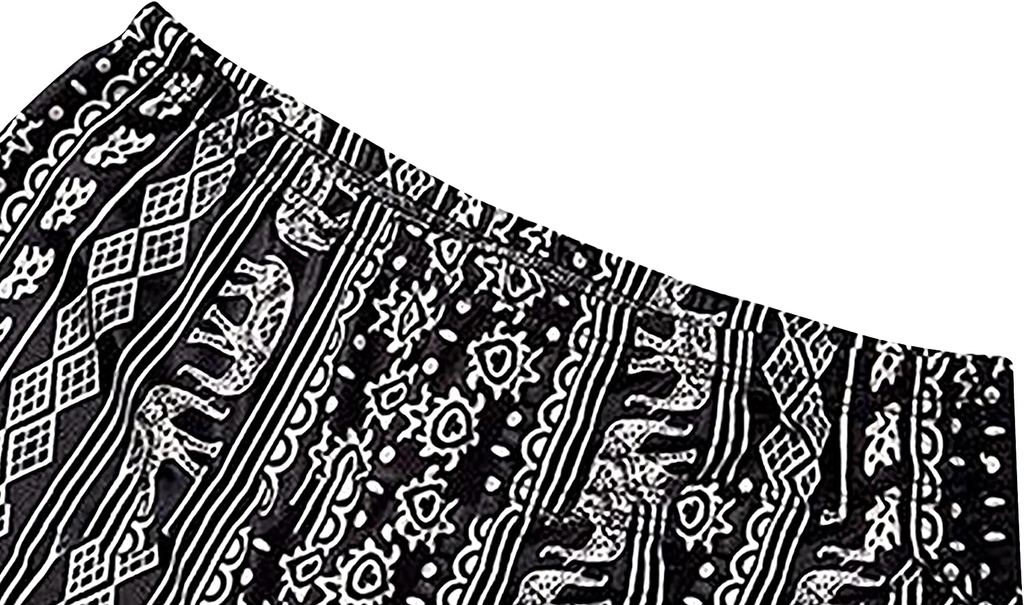 ONTBYB Wide Leg Pants for Women Boho Flare Pants Solid & Printed High Waist Palazzo Stretchy and Soft