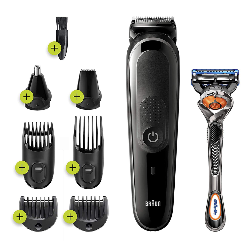 Braun Hair Clippers for Men MGK3260, 7-in-1 Beard Trimmer, Ear and Nose Hair Trimmer, Mens Grooming Kit, Cordless & Rechargeable, with Gillette ProGlide Razor
