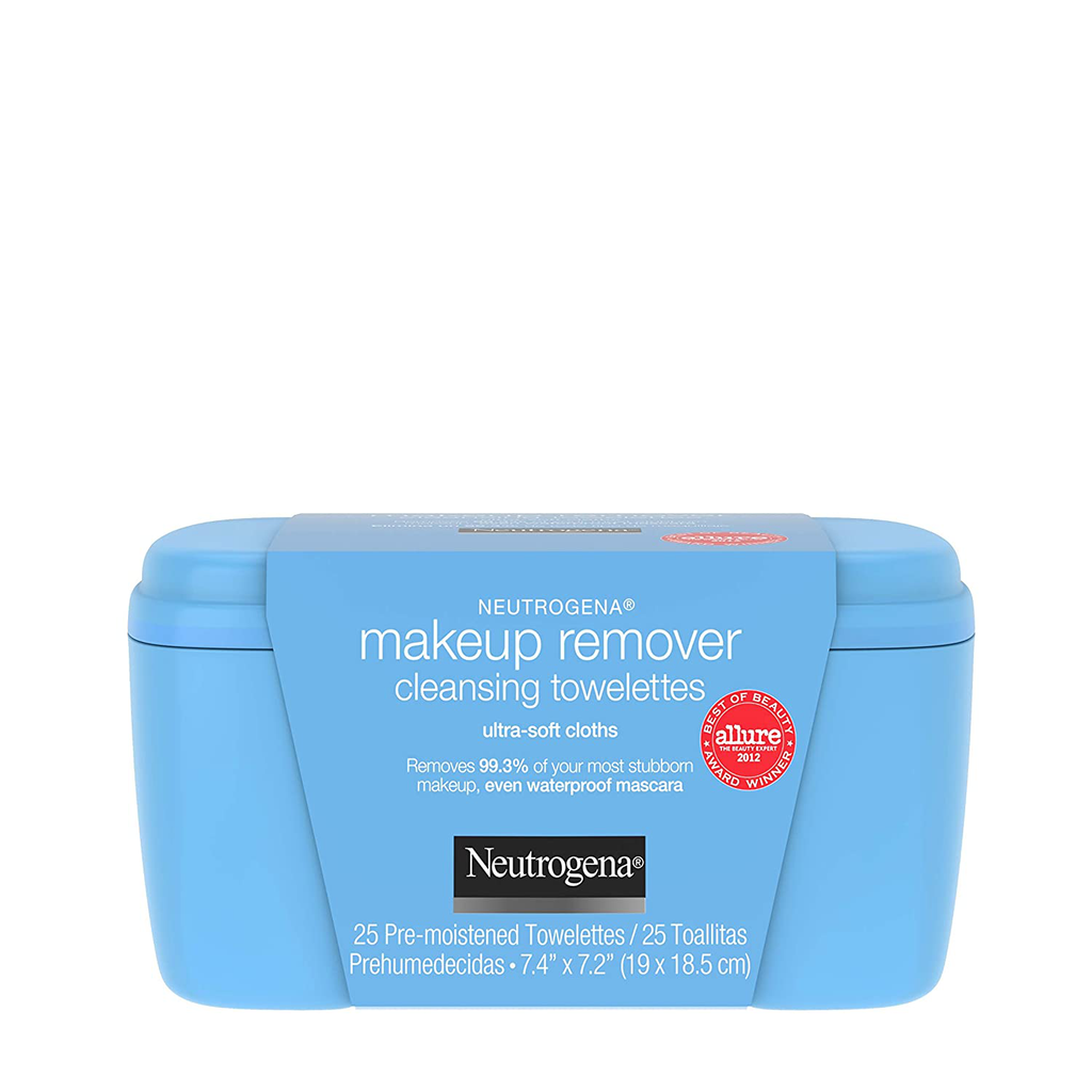 Neutrogena Makeup Remover Facial Cleansing Towelettes, Daily Face Wipes to Remove Dirt, Oil, Makeup & Waterproof Mascara, Gentle, Alcohol-Free, 25 Ct