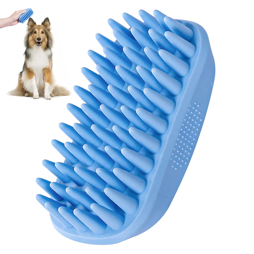 Dog Bath Brush,Rubber Dog Shampoo Grooming Brush, Silicone Dog Shower Wash Curry Brush, Pet Scrubber for Short Long Haired Dogs Cats Massage Comb, Soft Shedding Bathing Brush Removes Loose & Shed Fur
